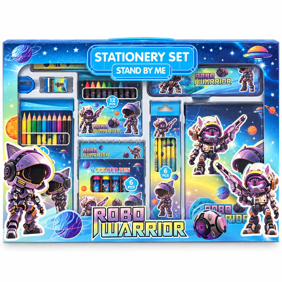 Set de Papelería Robo Warrior Temática Espacial