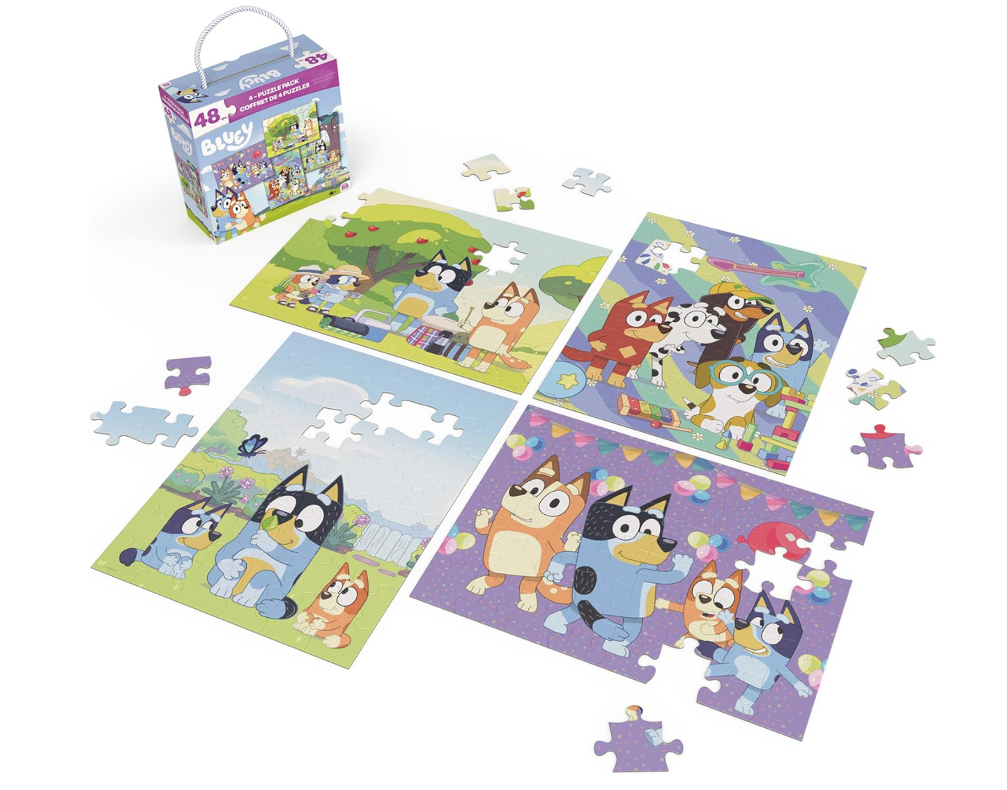 Bluey, Set de 4 Rompecabezas de 48 Piezas