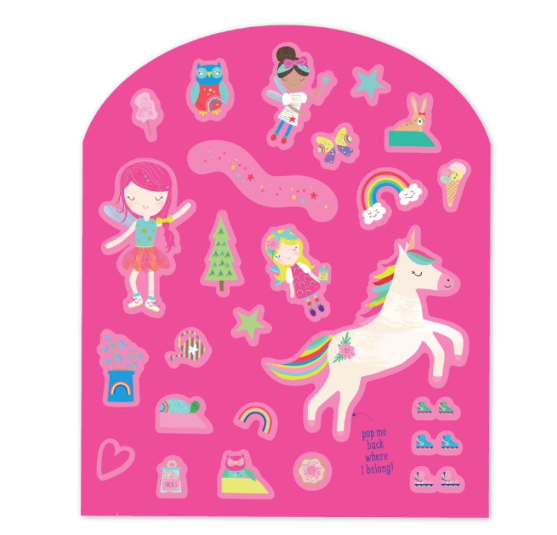 Libreta de Calcomanías Reutilizables Stick & Play, Hadas & Arcoíris