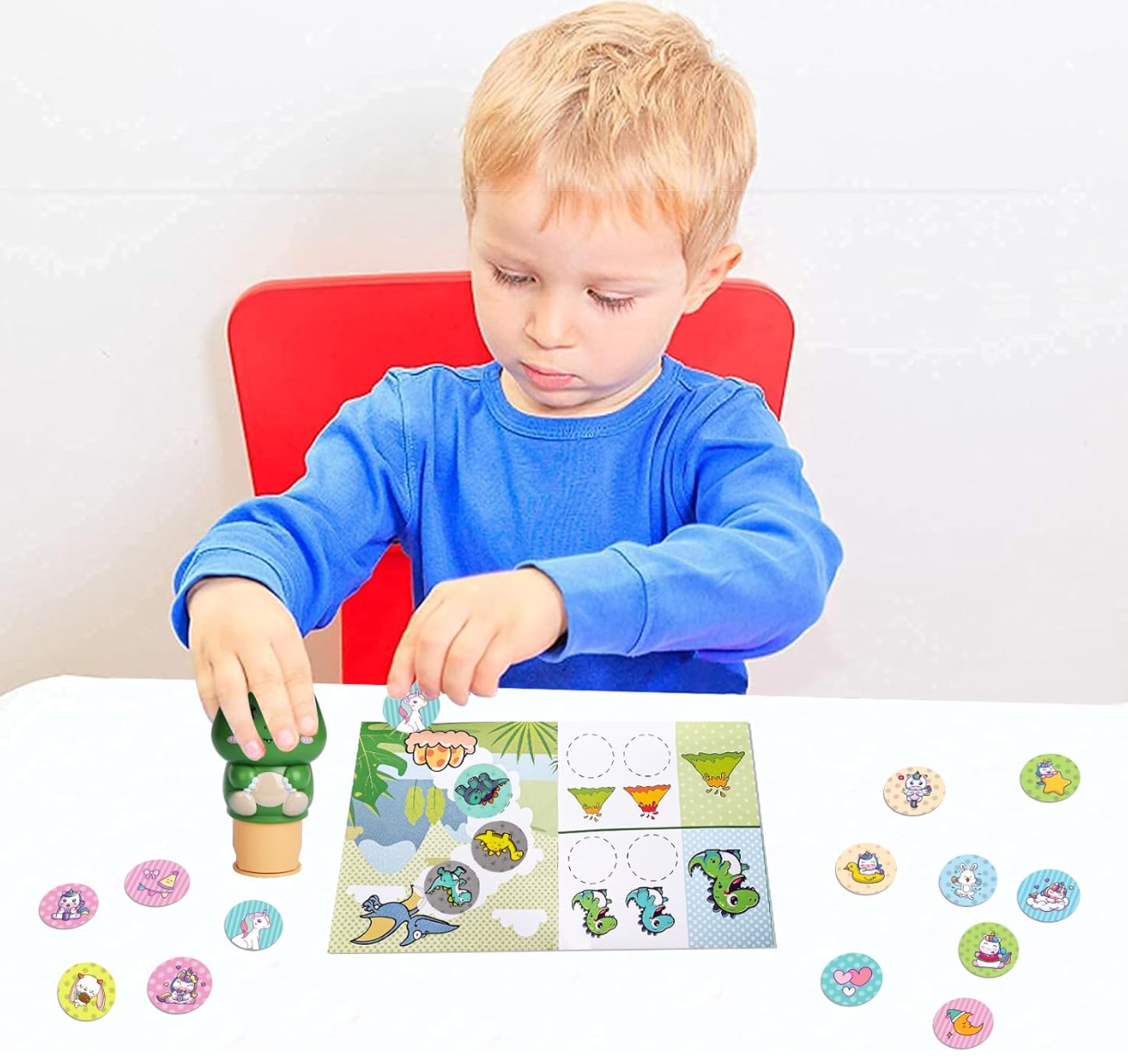 Kit de Sello de pegatinas para niños,500 pegatinas DINO