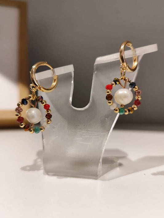 Aretes Mia Colores - hecho a mano/baño de oro de 14k