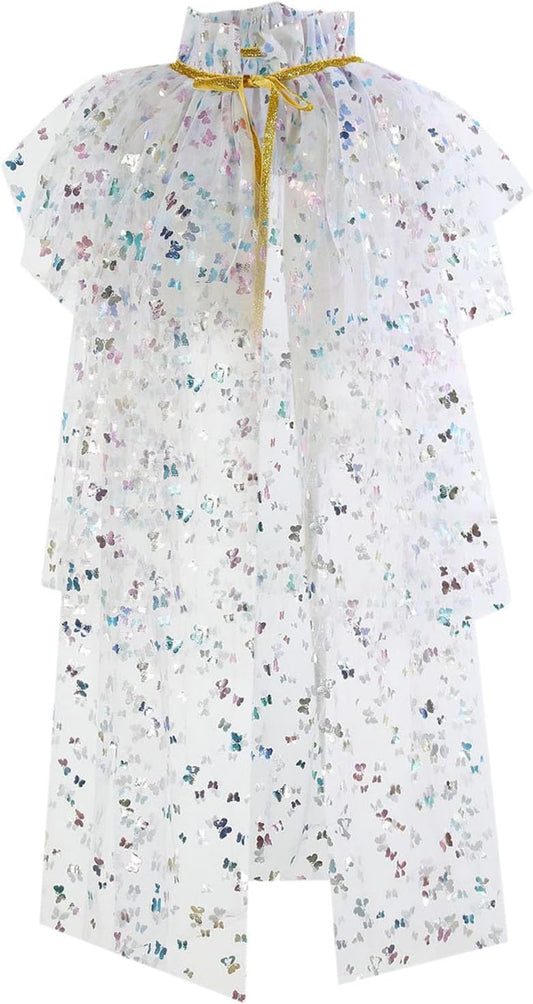 Capa Tulle Blanco con Mariposas Holográficas