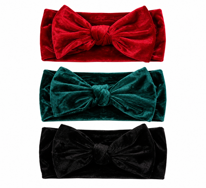 Diademas Navideñas de Terciopelo con Moño