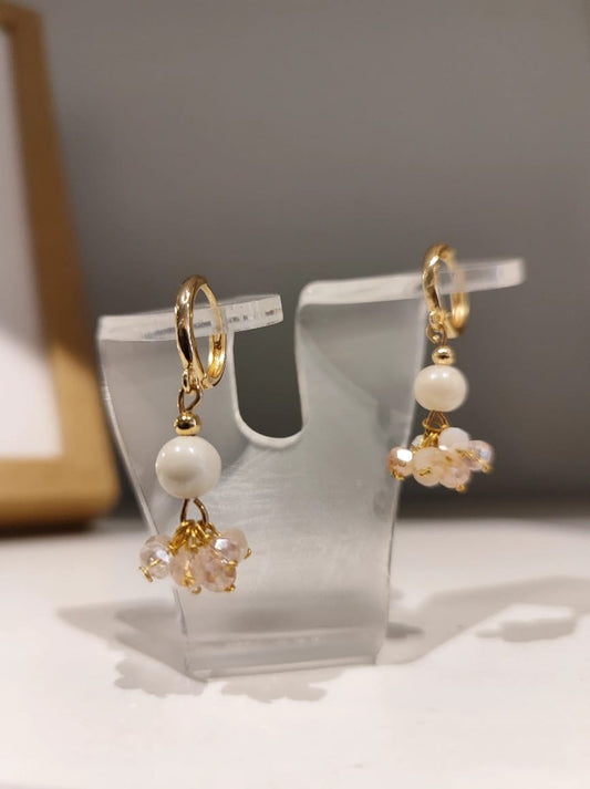 Aretes Oli Rosa - hecho a mano/baño de oro de 14k