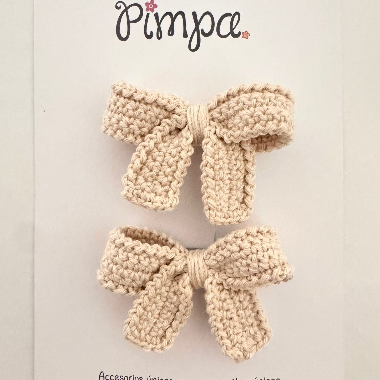 Moños Mini Carolina - Par de Pinzas con Moño Tejido Pequeño