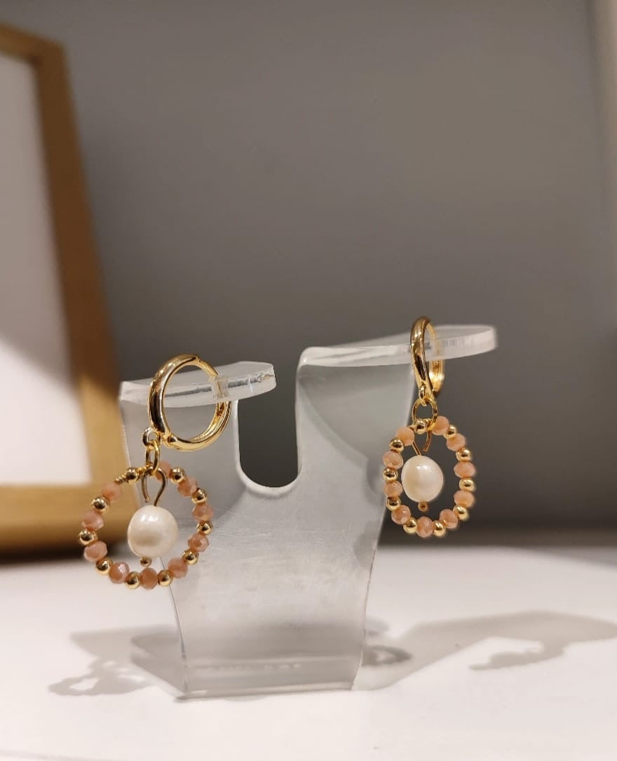 Aretes Mia Rosa - hecho a mano/baño de oro de 14k