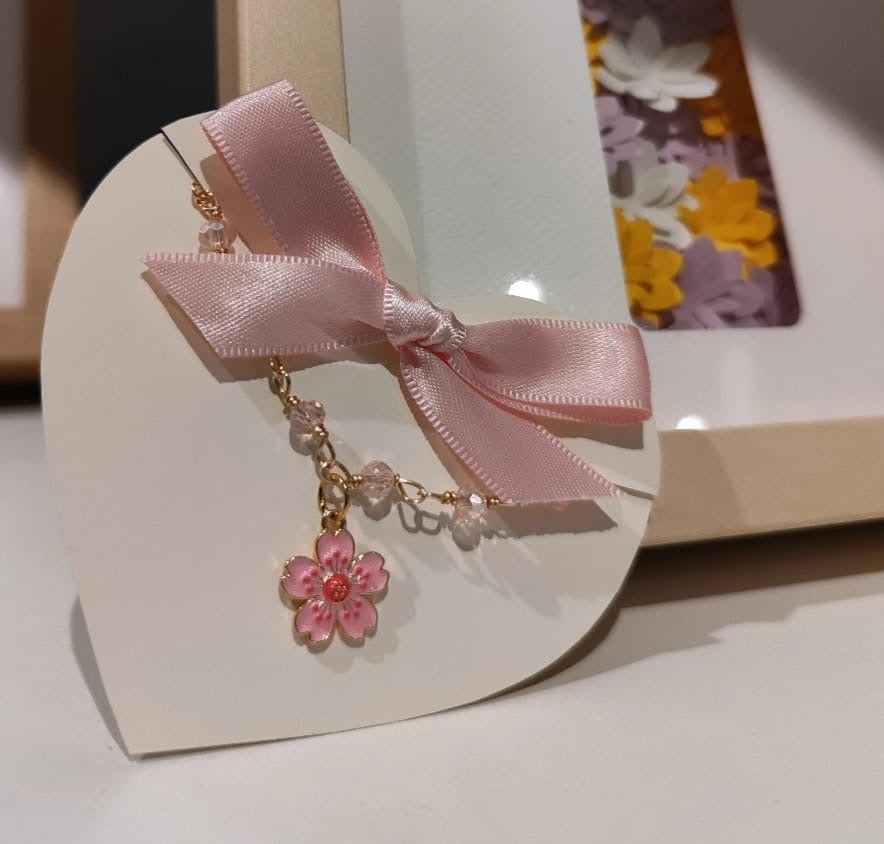 Pulsera Rosa 2 con Flor - hecho a mano/baño de oro de 14k