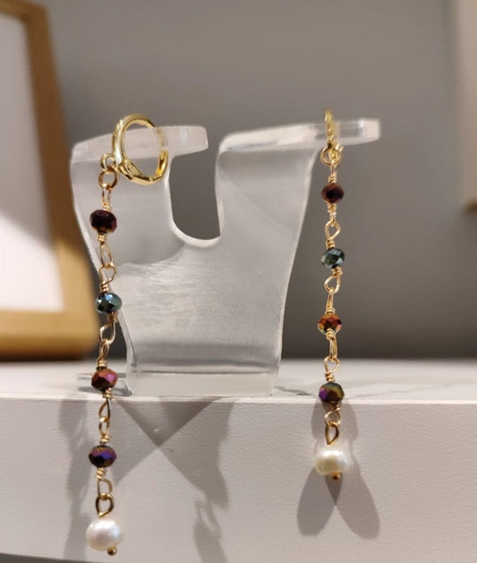 Aretes Lia Colores - hecho a mano/baño de oro de 14k
