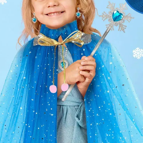 Capa Tulle Azul Rey con Estrellas Doradas