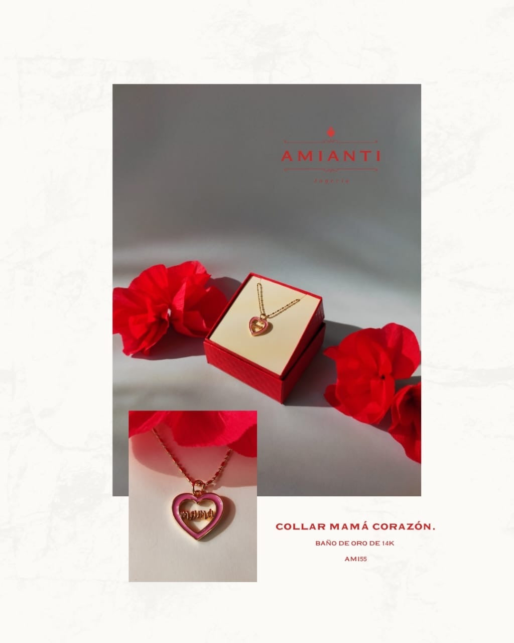 Collar Mamá Corazón - chapa de oro 14k