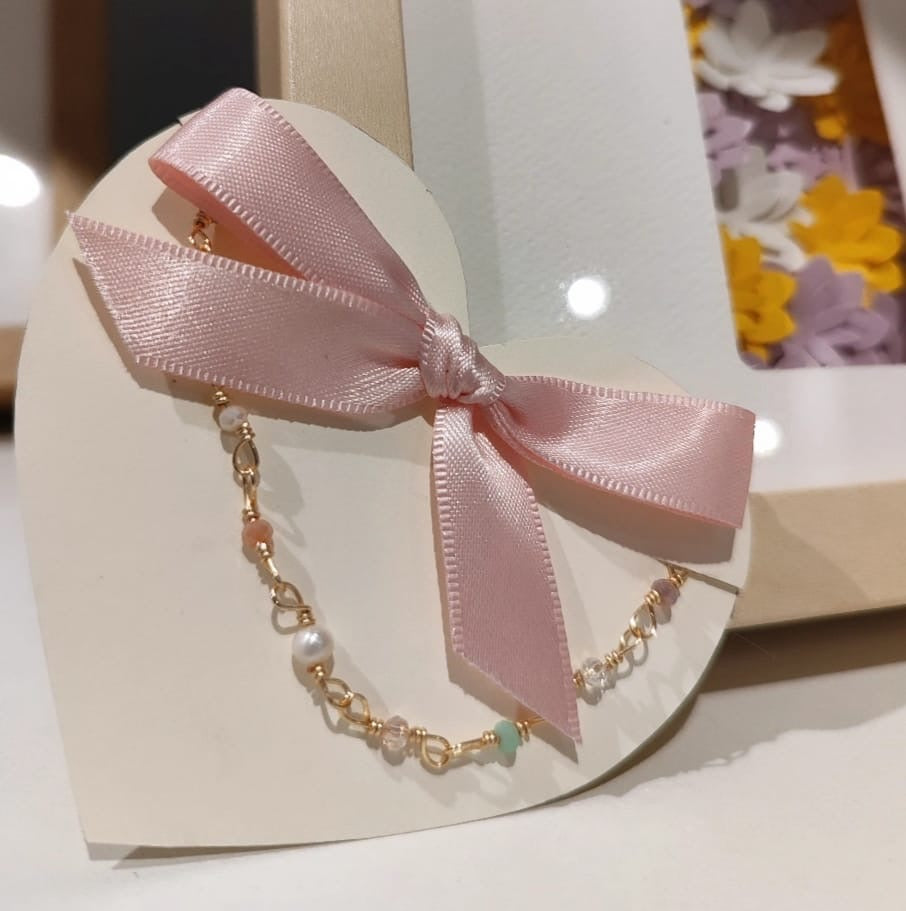Pulsera Cake con Perla - hecho a mano/baño de oro de 14k