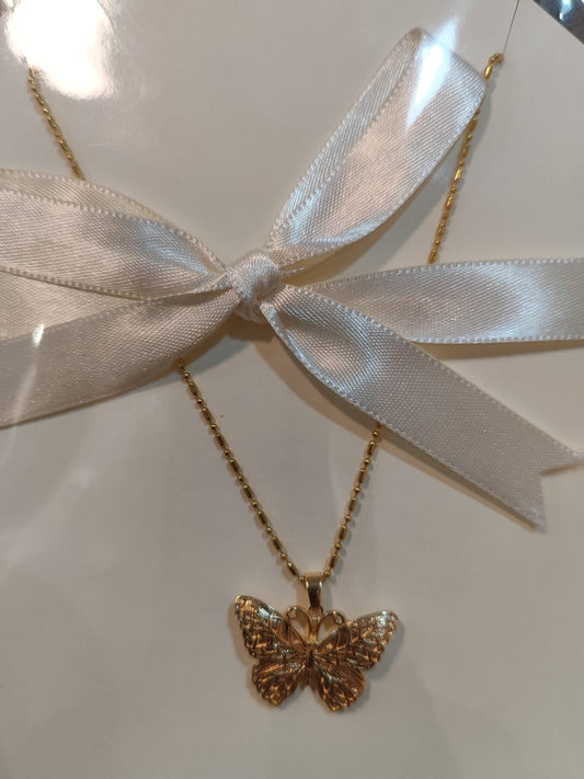 Collar Mariposa - chapa de oro 14k