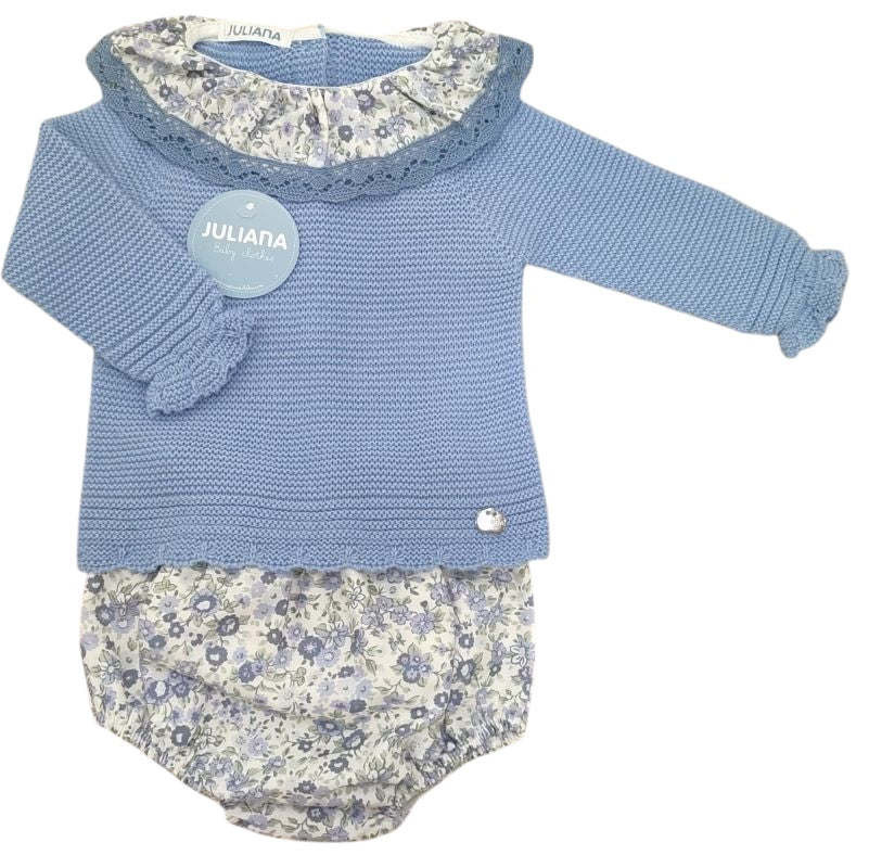 Conjunto Braga Florecitas Volante Cielo