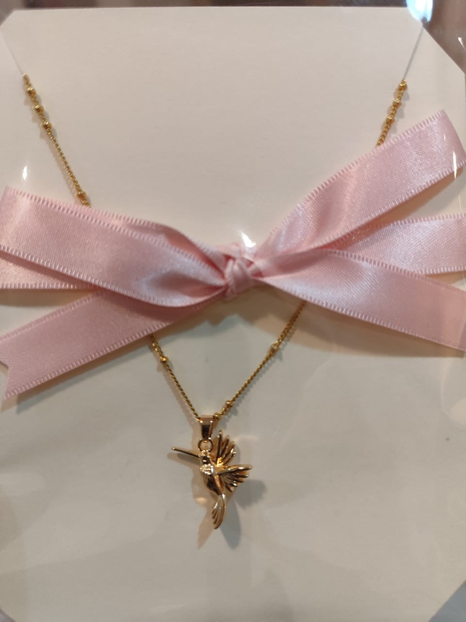 Collar Colibrí - chapa de oro 14k