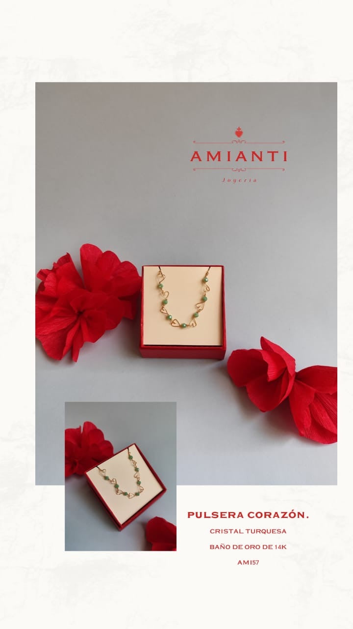 Pulsera Corazón alambre - hecho a mano/baño de oro de 14k
