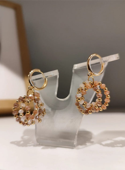 Aretes Ara Rosa - hecho a mano/baño de oro de 14k
