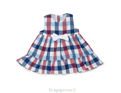 Vestido 2 Volantes Cuadros Rojo JULIANA