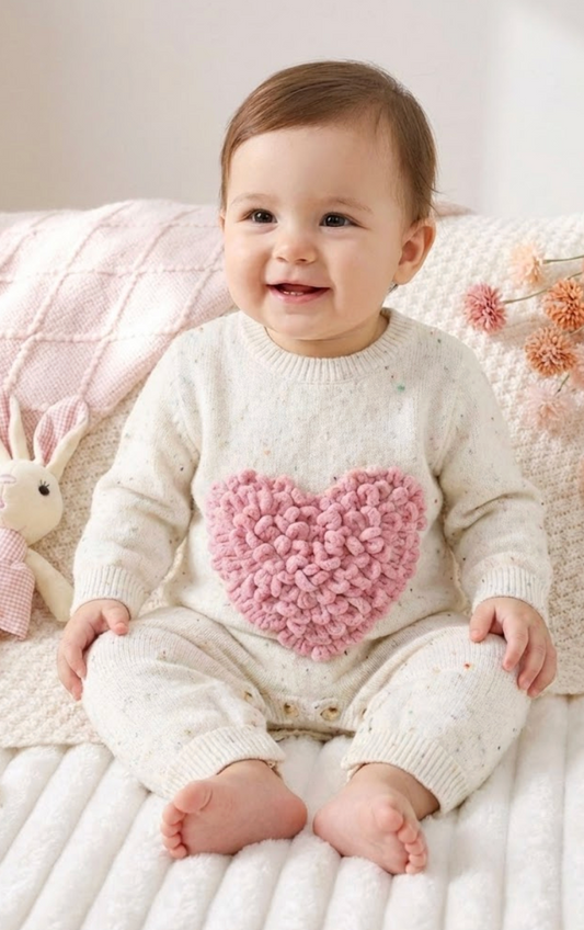 Pelele Corazon Rosa de Punto