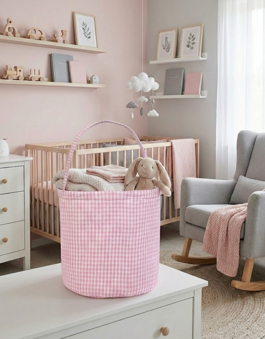 Cesta Cuadritos Rosa