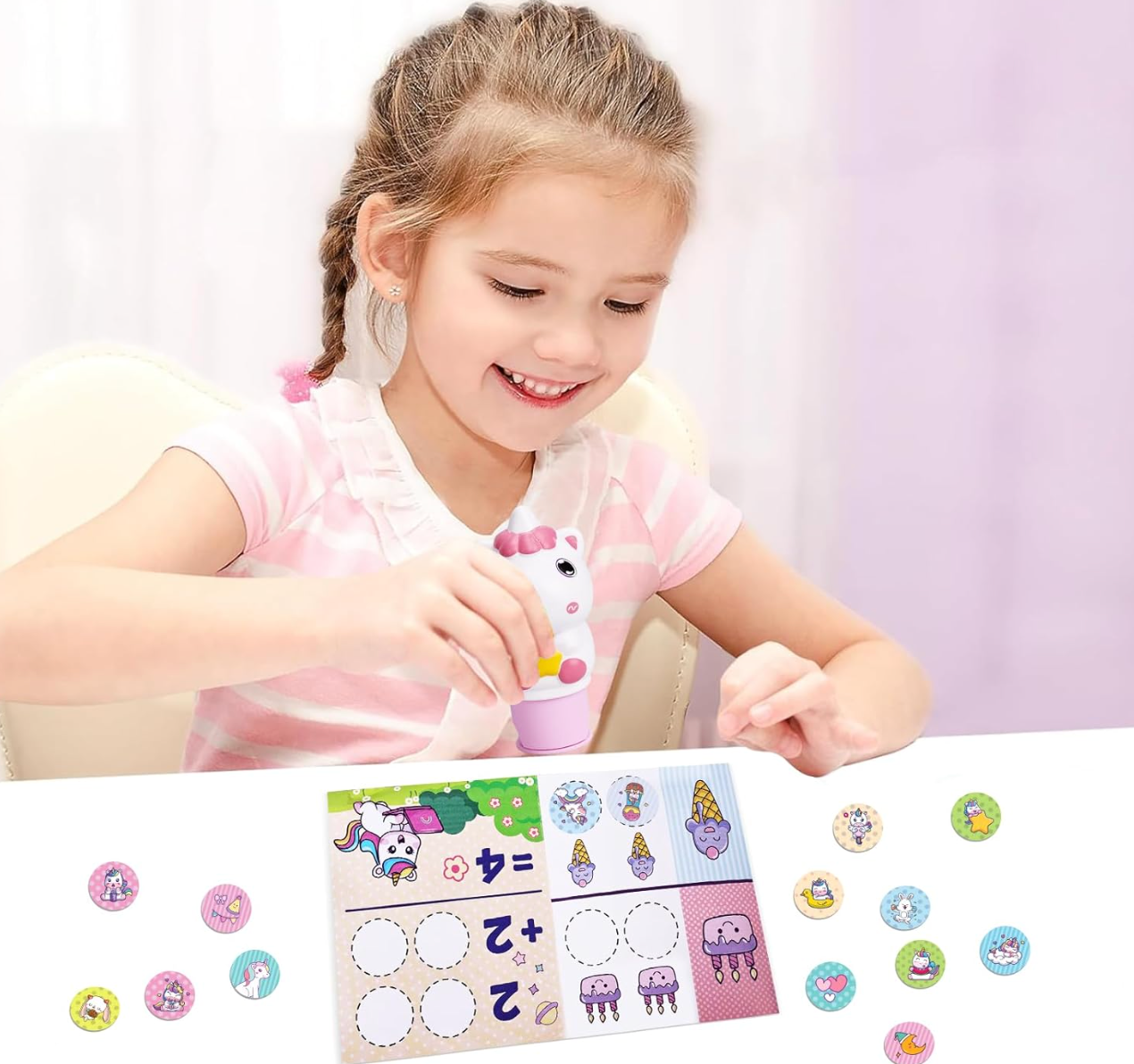 Kit de Sello de pegatinas para niños,500 pegatinas UNICORNIO