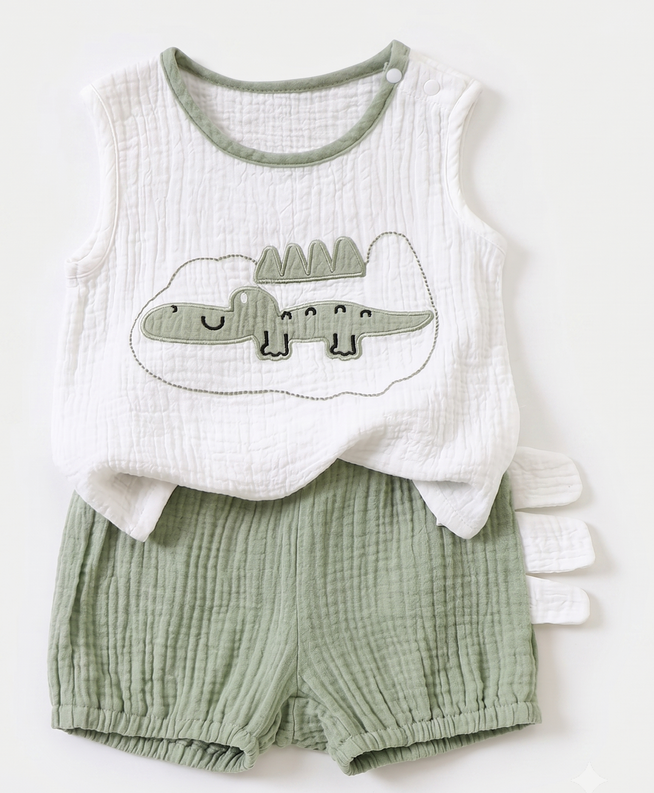 Conjunto Sin Mangas Dino Niño Matcha