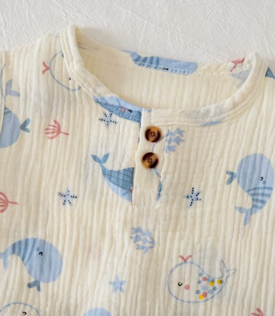 Conjunto Sin Mangas Ballenas Bebé Beige