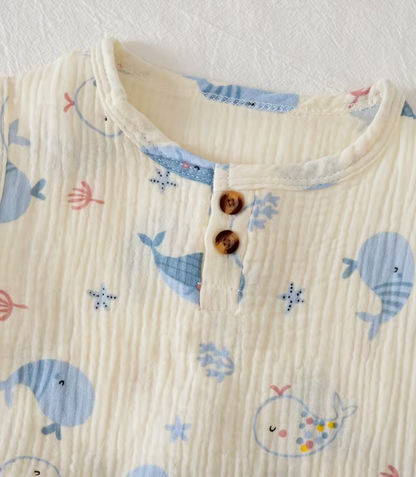 Conjunto Sin Mangas Ballenas Bebé Beige