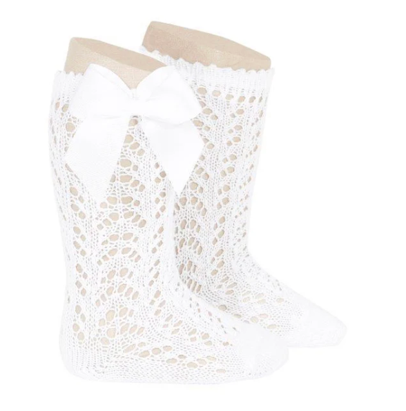 Calceta calada lazo lateral blanco