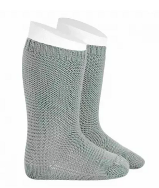 Calcetines altos punto bobo Verde Seco