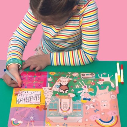 Tapete Reutilizable para Colorear – Hadas & Arcoíris