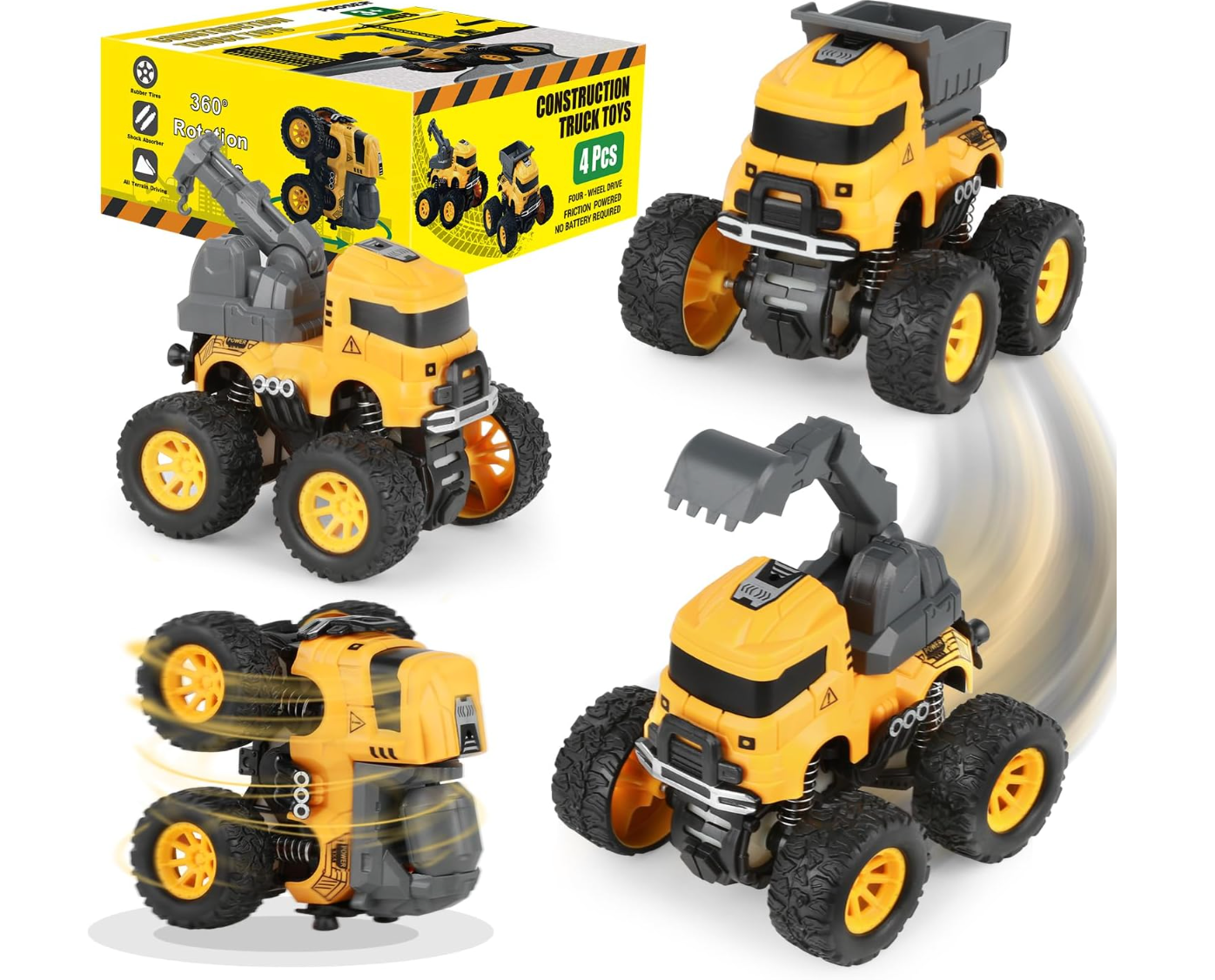 Paquete de 4 Juguetes para Camiones de Construcción