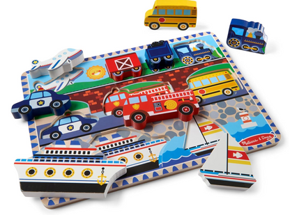 Melissa & Doug Rompecabezas Grande De Vehículos Madera