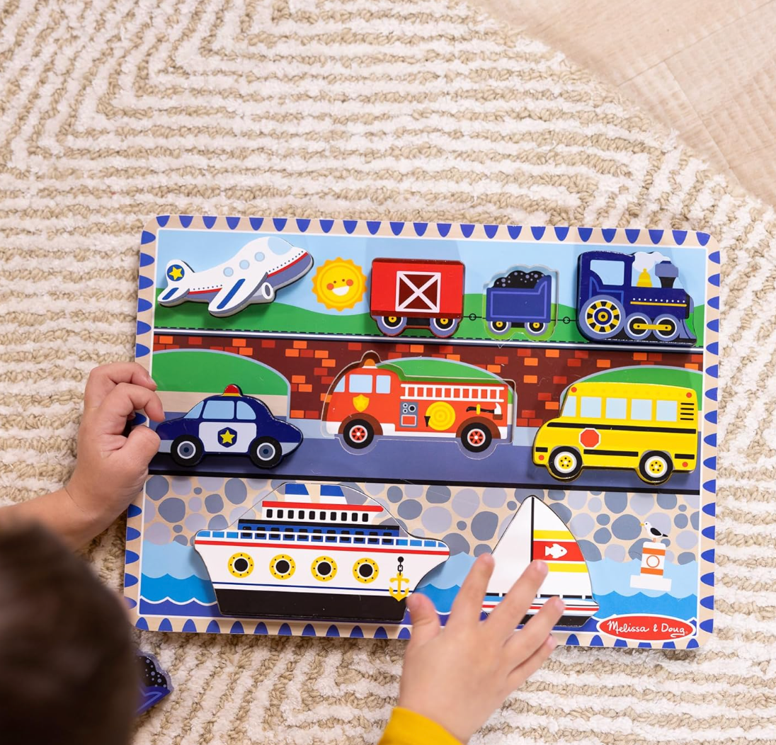 Melissa & Doug Rompecabezas Grande De Vehículos Madera