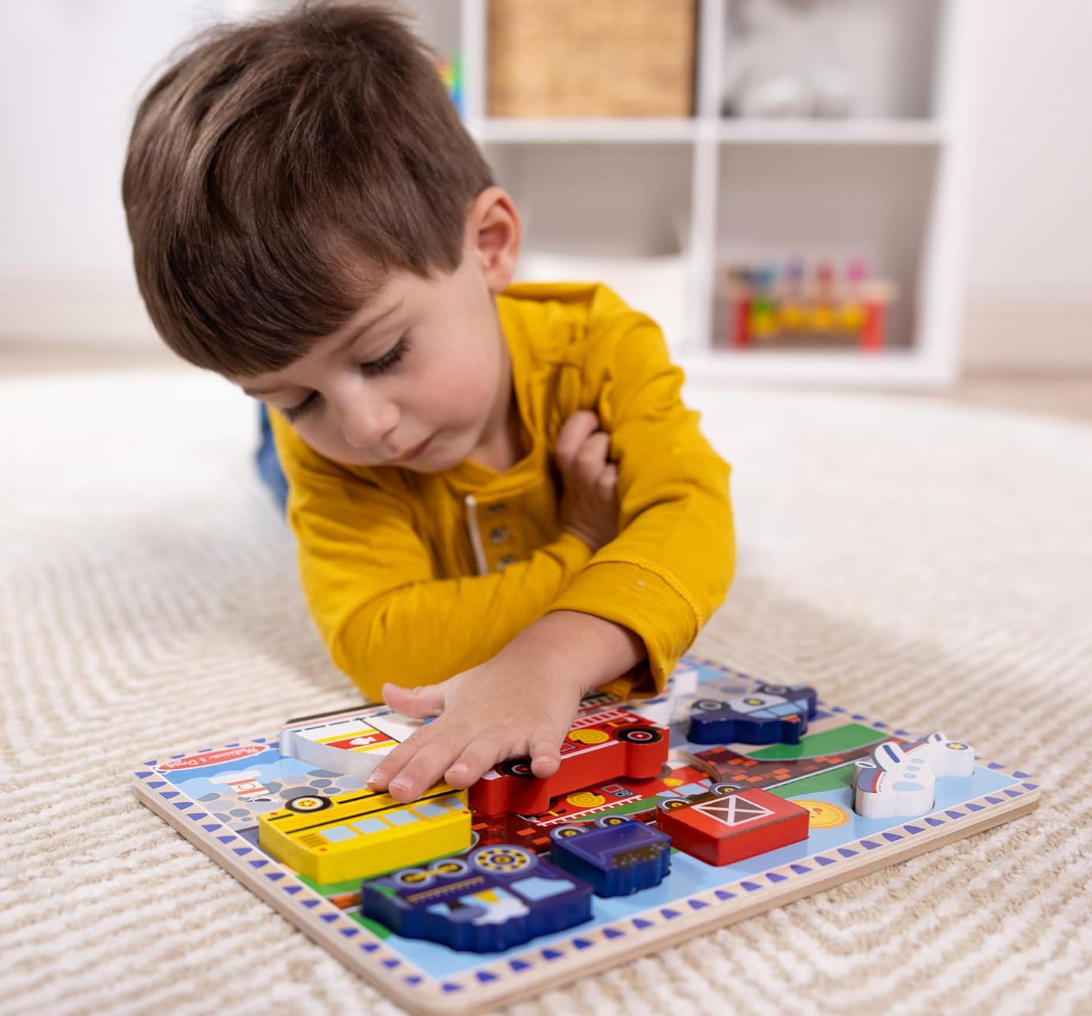 Melissa & Doug Rompecabezas Grande De Vehículos Madera