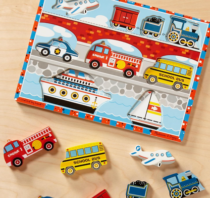 Melissa & Doug Rompecabezas Grande De Vehículos Madera