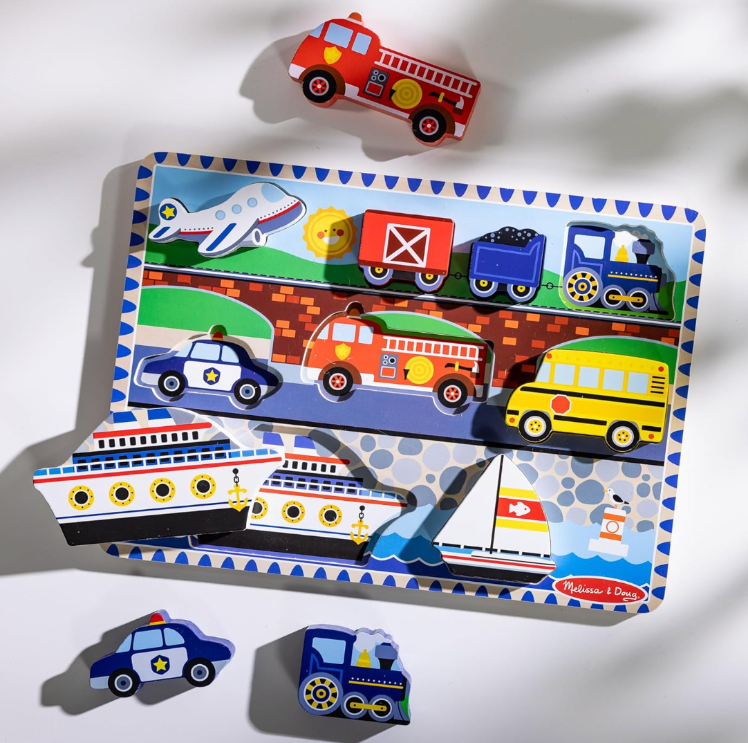 Melissa & Doug Rompecabezas Grande De Vehículos Madera