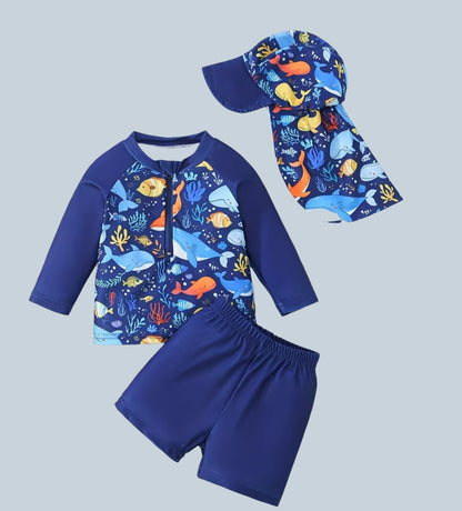 Traje de Baño Tres Piezas Peces