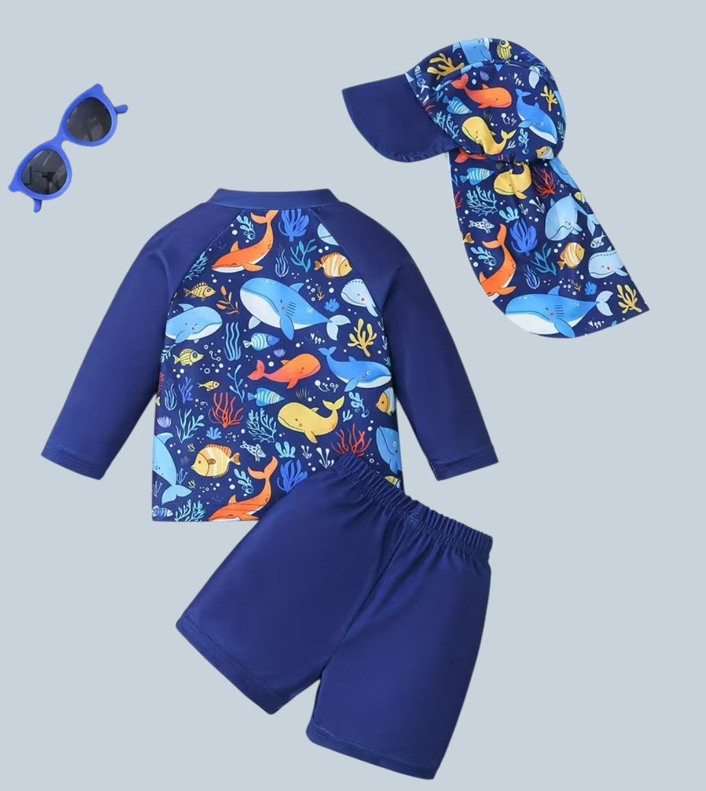 Traje de Baño Tres Piezas Peces