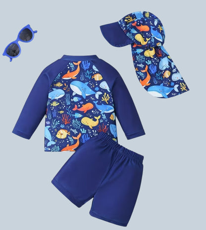 Traje de Baño Tres Piezas Peces