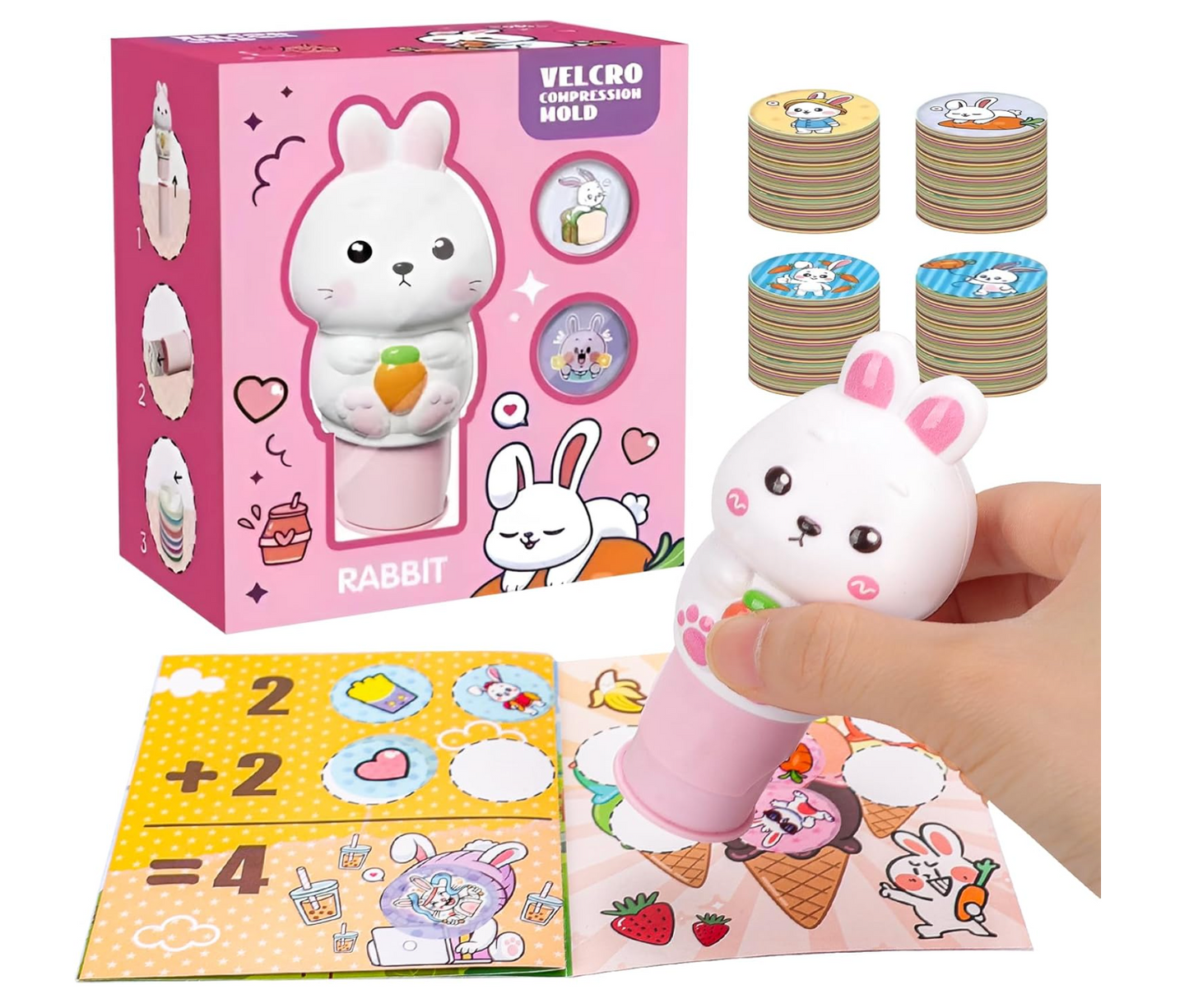 Kit de Sello de pegatinas para niños,500 pegatinas CONEJITA