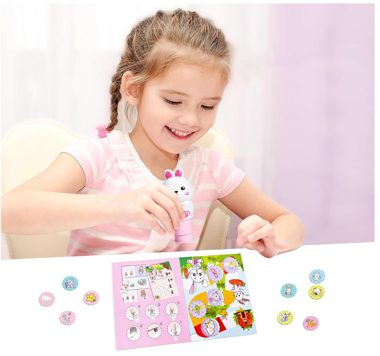 Kit de Sello de pegatinas para niños,500 pegatinas CONEJITA