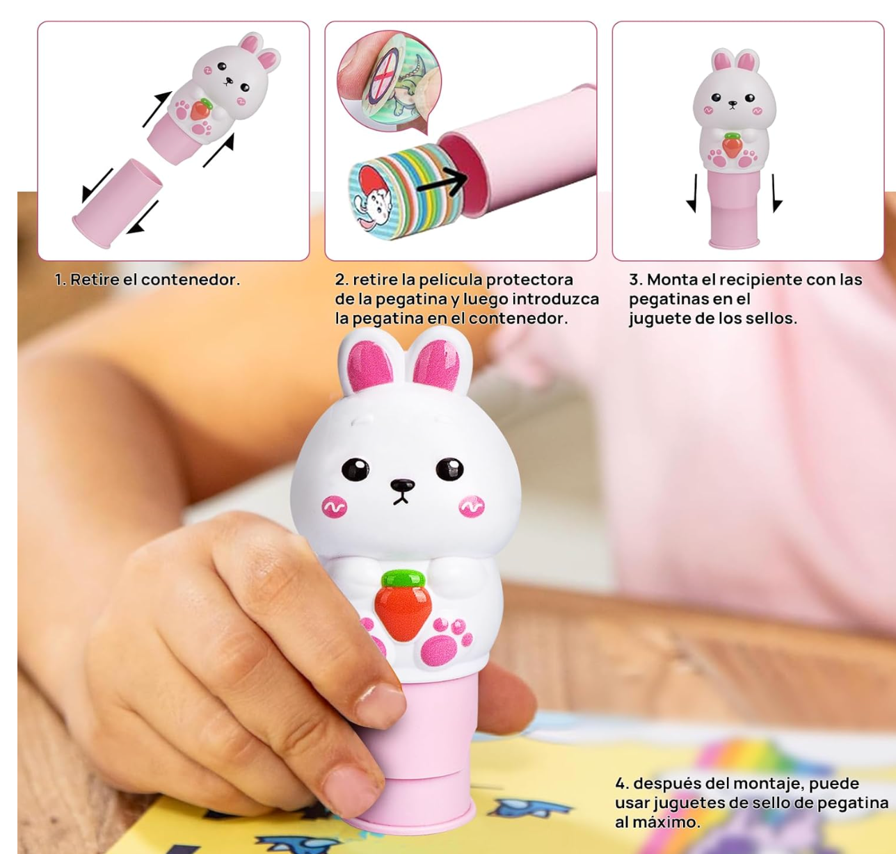 Kit de Sello de pegatinas para niños,500 pegatinas CONEJITA