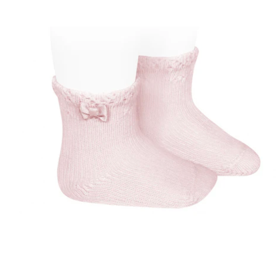 Calcetin bebe puño calado Rosa