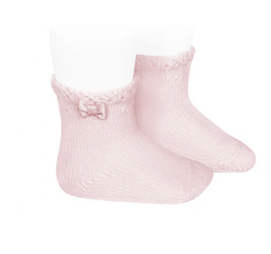 Calcetin bebe puño calado Rosa