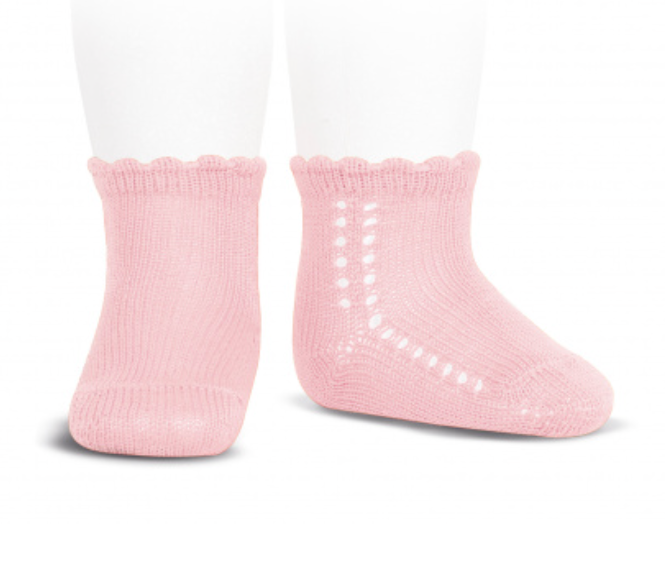 Calcetines cortos perlé con calado lateral ROSA