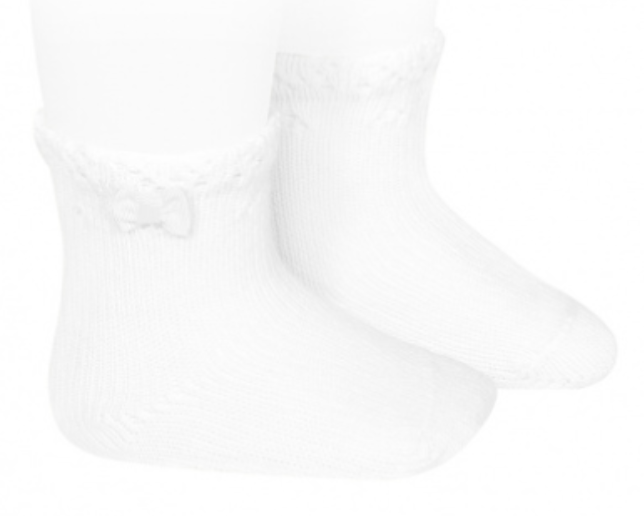 Calcetin bebe puño calado Blanco