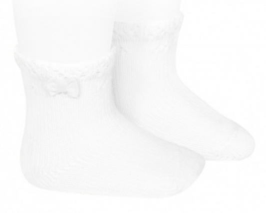 Calcetin bebe puño calado Blanco