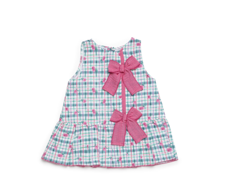 Vestido Talle Bajo Cuadros Lazo JULIANA