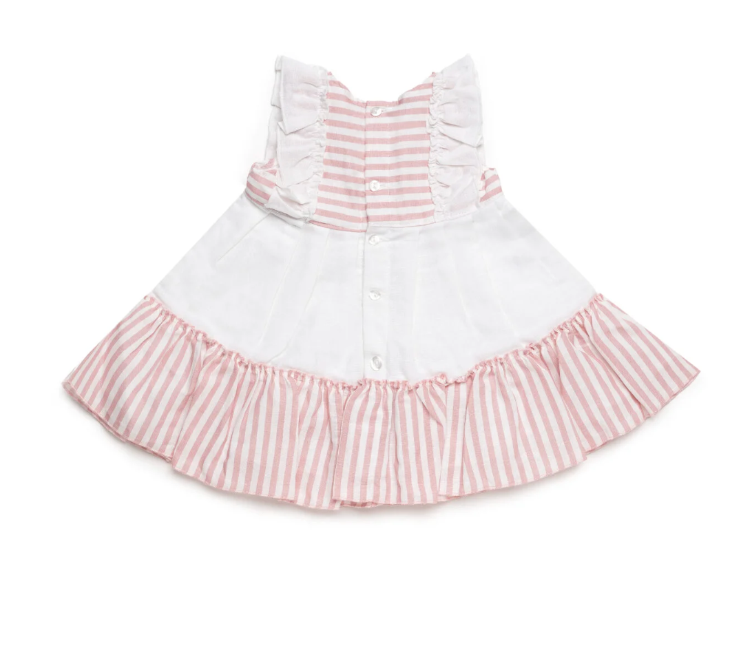 Vestido 2 Volantes Rayado Lazo JULIANA