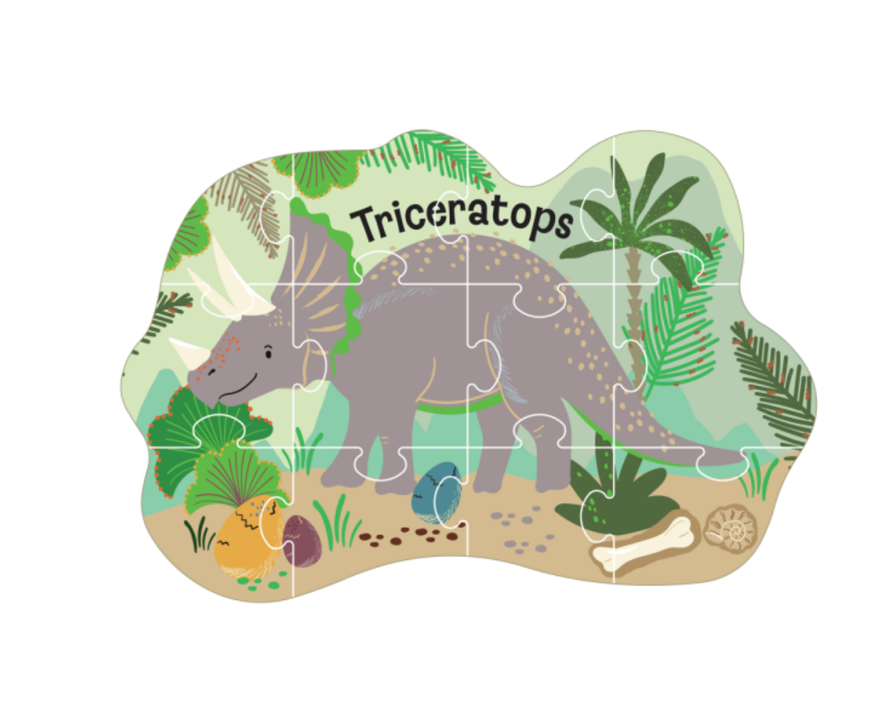 Rompecabezas de 12 piezas con forma de dinosaurio